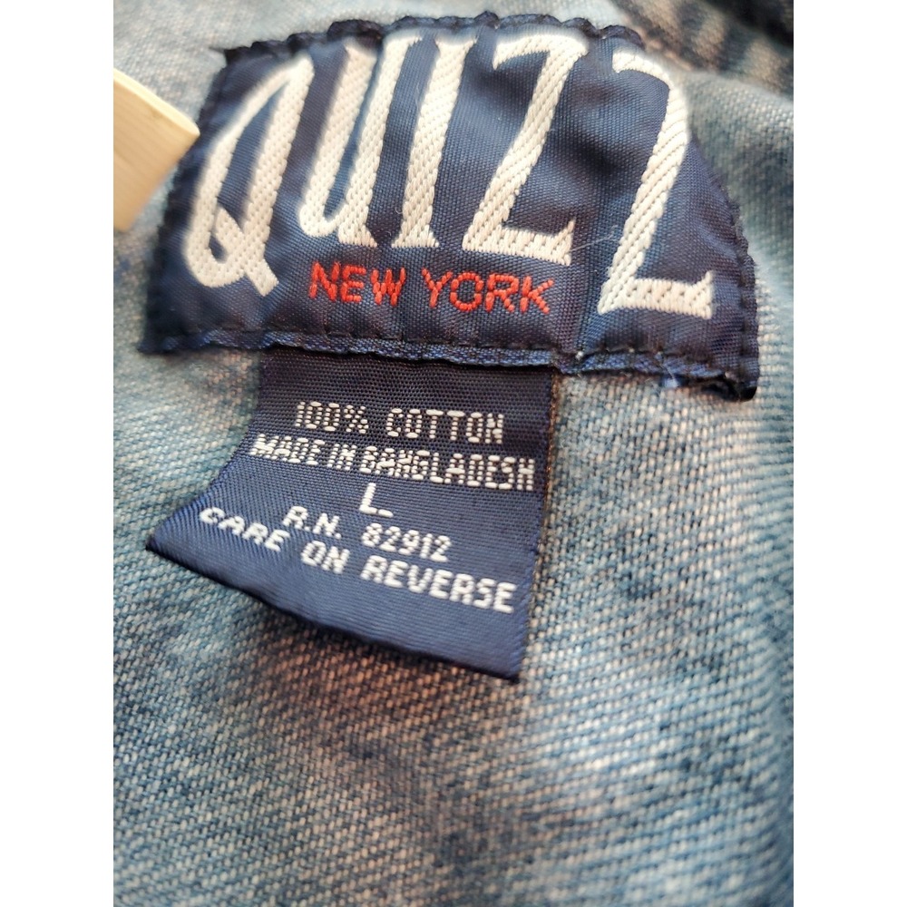 Quizz Denim‎ Lightweight Hoodie Light Wash Drawstring Pockets Retro Size Large - Picture 7 of 7